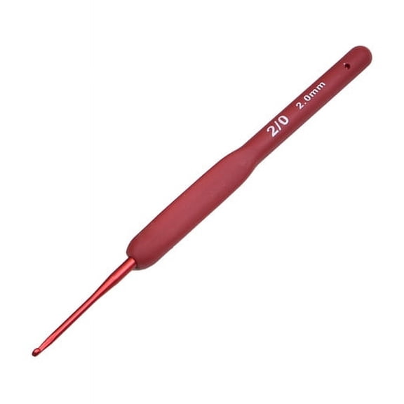1Pcs Crochet Hooks 2.0mm Ergonomic Handles Aluminum Head for Crochet Lovers,for Knitting Gloves Sweaters and Hats (Red)