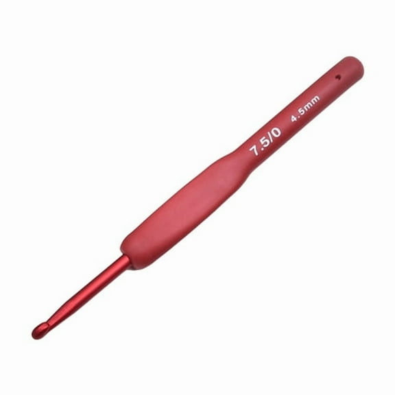 1Pcs Crochet Hooks 4.5mm Ergonomic Handles Aluminum Head for Crochet Lovers,for Knitting Gloves Sweaters and Hats (Red)