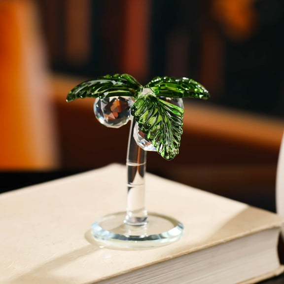 1Pcs Crystal Coconut Tree Figurine Collectible Art Glass Animal Figurines Table Home Decor Mom,Small Size