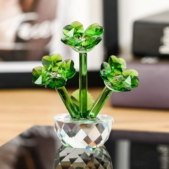 1Pcs Crystal Lucky Straw Figurine Collectible Art Glass Plant Figurines Table Home Decor Mom,Green