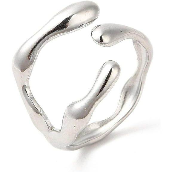 1Pcs Cuff Finger Ring Branch Ring Stainless Steel Adjustable Knuckle Rings Stackable Finger Rings for Women Personalized Jewelry Stainless Steel Color 3.5~16mm ID: US Size 6 3/4(17.1mm)