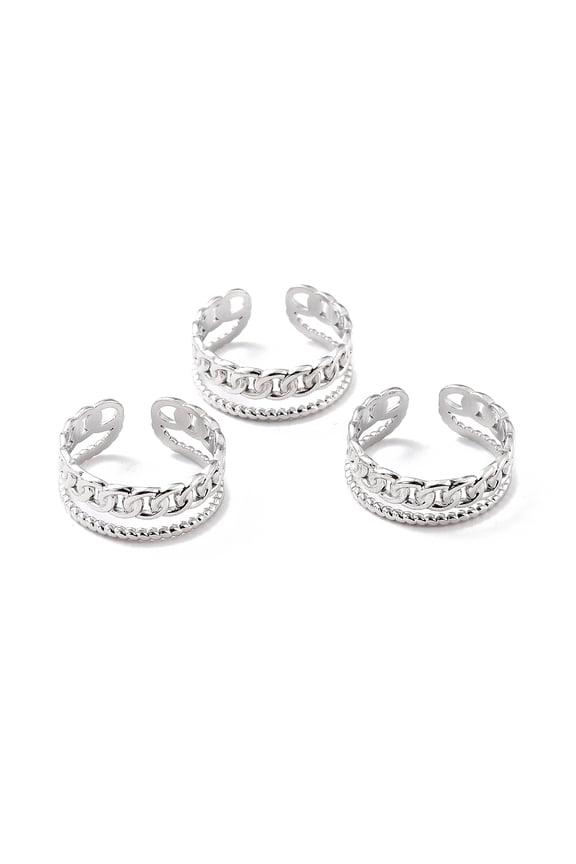 1Pcs Curb Chain Rings Finger Cuff Rings Adjustable Knuckle Rings Open Band Ring