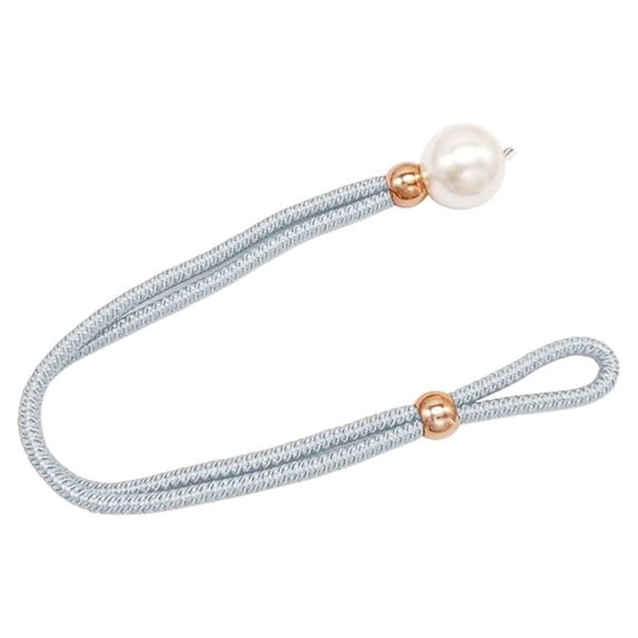 1Pcs Curtain Tiebacks with Pearls Adjustable Pull-Out Rope Tie Back with Large Imitation Pearl Bead Decorative European Style Curtain Holdbacks for Sheer and Blackout Drape (Grey)