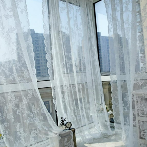 1Pcs Curtains/ Sheer Curtain/ Window Curtain/ Long Curtains/ Living Room Curtains for Windows - Sheer Voile Window Curtain Panel Drape Room Floral Tulle Curtain