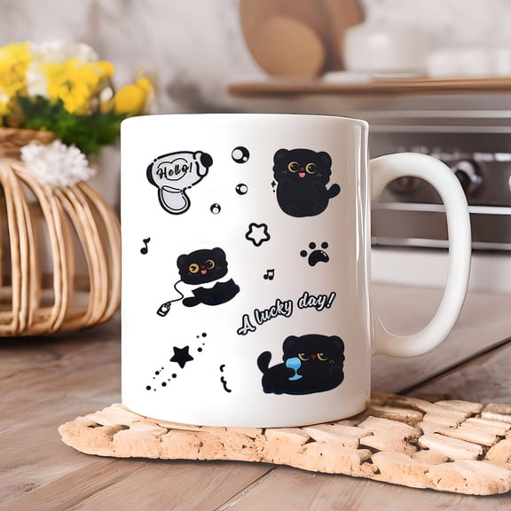 1Pcs Cute Cat Stickers for Adults, Kawaii Cartoon Kitty Sticker Waterproof Vinyl Kitten Decals for Water Bottle,Laptop,Luggage,Guitar,Phone, Cat Party Favors
