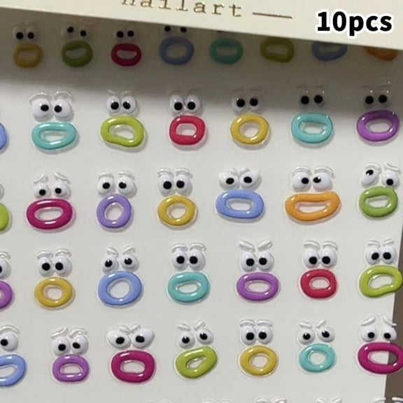 1Pcs Cute Kawaii Nails Stickers Creative Funny Mouth Monster Nail Art Sticker Fashion DIY Waterproof Peelable Nail Stickers