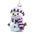 thumbnail image 1 of 1Pcs Cute Snowman Christmas Ornaments, Acrylic Hanging Decor with Striped Knit Hat & Scarf for Xmas Tree(Purple), 1 of 4