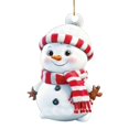 thumbnail image 1 of 1Pcs Cute Snowman Christmas Ornaments, Acrylic Hanging Decor with Striped Knit Hat & Scarf for Xmas Tree(Red), 1 of 4