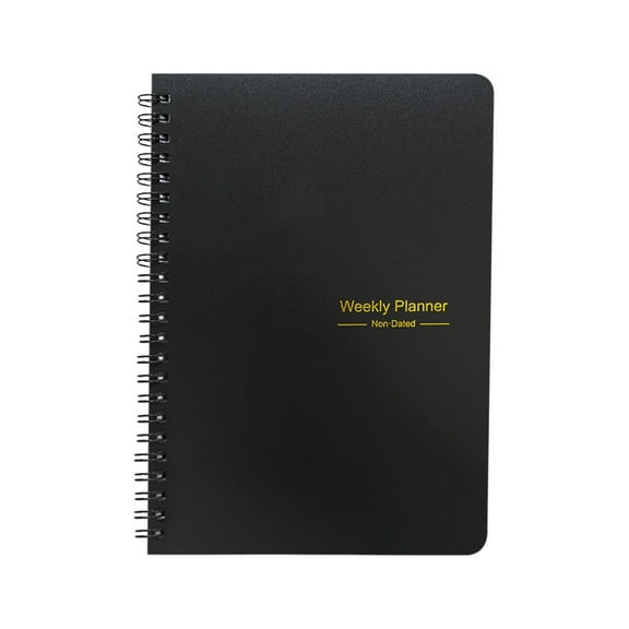 1Pcs Cxui Daily Planner, Weekly Schedule Notebook Hardcover Self Discipline Punch Book for Goal Ting, January to December, 52 Weeks (Black)