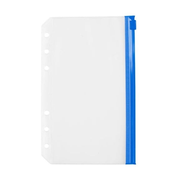 1Pcs Cxui Zipper Pouch Binder Pockets, Receipt Organizer Refillable Pages for Notebooks, Document Holder for Home Travel Blue