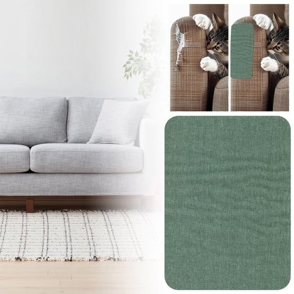 1Pcs Dark Green Linen Fabric Repair Patch, 4.33" x 6.3", Self-Adhesive Tape for Sofa, Couch, Car Seat & Upholstery