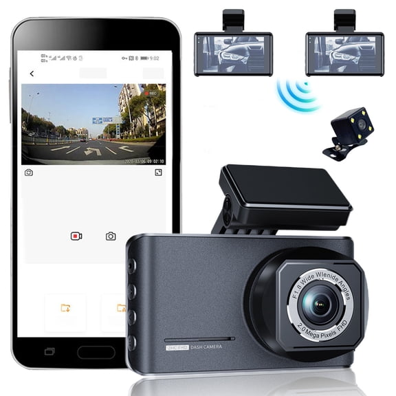 1Pcs Dash Cam, Yrmaups Dash Cam, Car Mounted 3 Inch Front and Rear Camera Recorder, 1440P Clear Night Vision, Loop Recording, WIFI Interconnection, Parking Monitor, Easy Installation