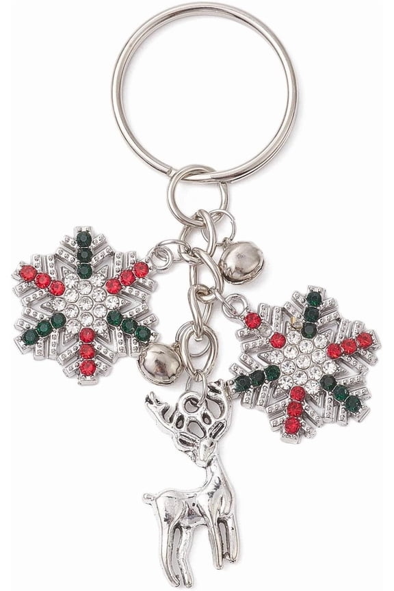 1Pcs Deer Pendant Keychain Alloy with Cubic Zirconia Keychain for Women's Keychain Phone Charm Accessories Purse and Backpack Ornament Platinum 7.5cm Silver DIY