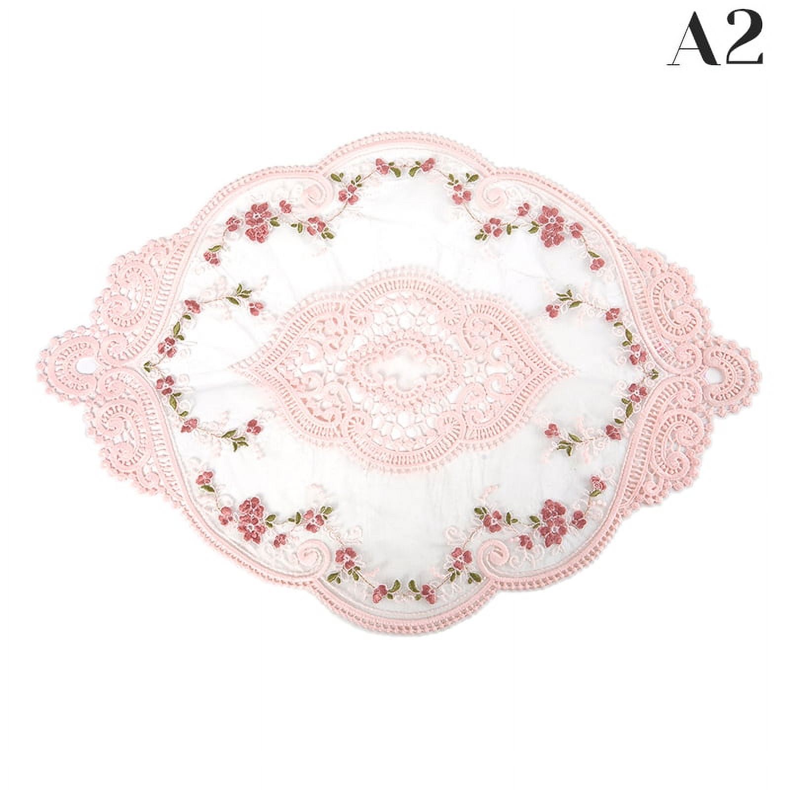 1Pcs Dining Table Flower Embroidery Craft Placemat European Style Lace
