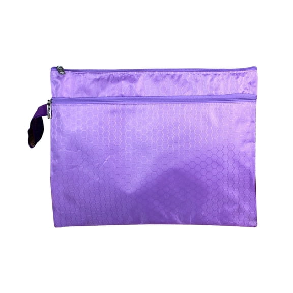1Pcs Double Layer Zipper File Bags, Zip Document Filing Folder Organizer Pouch, A4 Size Oxford Office Filing Documents Storage Folder, Cosmetics Offices Supplies Travel Accessories Pouch, Purple