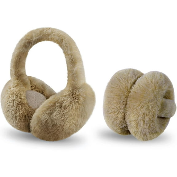 1Pcs Ear Muffs for Women, Foldable Winter Faux Furry Earmuffs, Cold Weather Cute Soft Ear Warmer Covers Headband