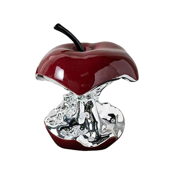 1Pcs Electroplated Gnawing Apple Resin OrnamentsHandicraft Statue for Bookshelf Desktop Home Decor8.6 inches