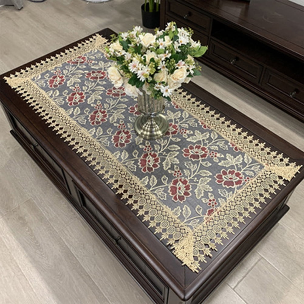 1Pcs Elegant And Romantic Coffee Tablecloth, Rectangle European Embroidered CoffeeTablecloth For Western Tea Table Cloth, 50 * 100cm