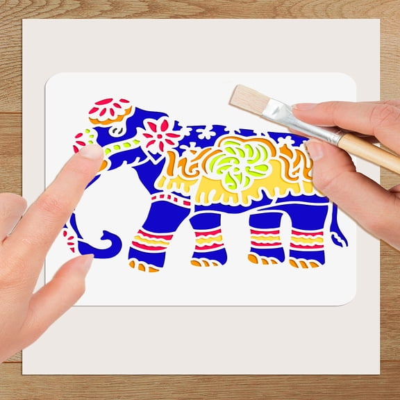 1Pcs Elephant Plastic Reusable Stencil Elephant Hollow Drawing Stencils Indian Crafts Drawing Templates 150x150mm