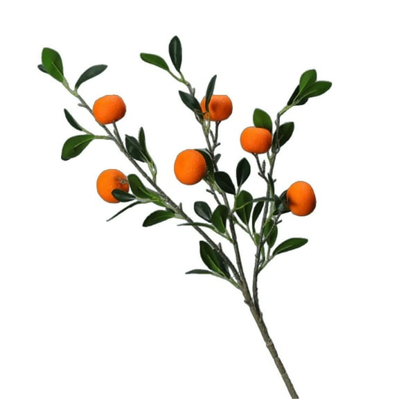 1Pcs Fake Flowers Simulation Persimmon Pomegranate Autumn Fruit Branch Decor Orange Smile Home