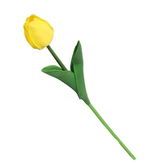 1Pcs Fake Tulips Artificial Flowers, Artificial Tulip Silk Fake Flowers Bouquet,Faux Flowers Real Touch Tulips Bouquet For Floral Arrangement Home Kitchen Table Wedding Decorations ,Yellow