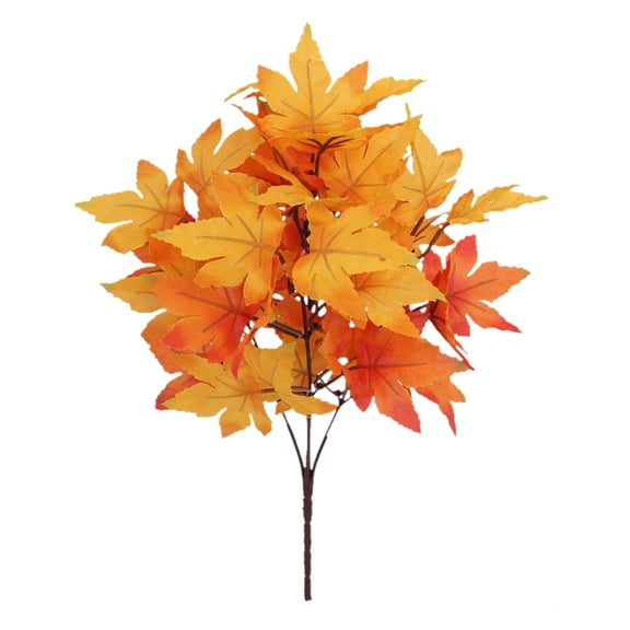 1Pcs Fall Decor Artificial Maple Leaves Branches,Fake Leaves Stems Plants,Faux Maple Shrubs Leaf Bushes for Home Kitchen Decor Autumn Thanksgiving Fireplace Festival Party Decor,7.87''X13''(Orange4)