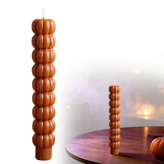 1Pcs Fall Taper Candles, Halloween Pumpkin Taper Candles, Stacked Pumpkin Shaped Long Fall Candle Sticks, Fall Harvest Tabletop Candle,Pumpkin Taper Candle for Halloween Thanksgiving Home Table Decor