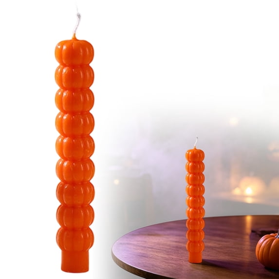 1Pcs Fall Taper Candles, Halloween Pumpkin Taper Candles, Stacked Pumpkin Shaped Long Fall Candle Sticks, Fall Harvest Tabletop Candle,Pumpkin Taper Candle for Halloween Thanksgiving Home Table Decor