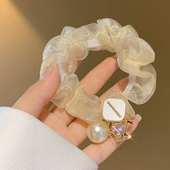 1Pcs Fashion Artificial Pearl Hair Ring Scrunchies Elastic Rubber Band For Women Girls Party Ponytail Holder Hair Accessories