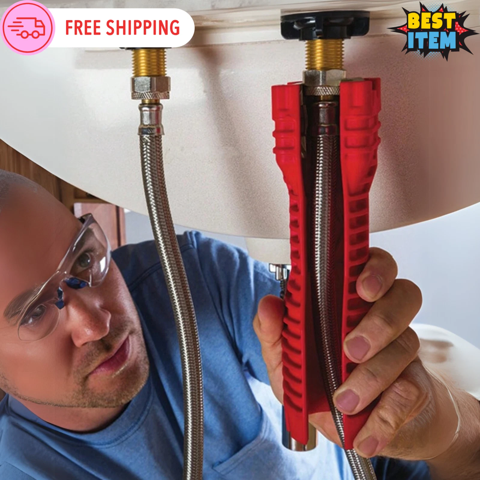 1Pcs Faucet Sink Installer Multi Tool Pipe Wrench Plumbing For Kitchen Bathroom