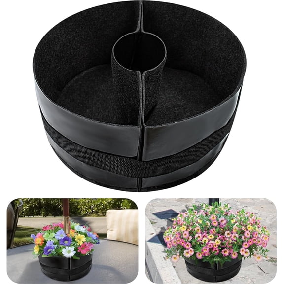 1Pcs Felt Umbrella Planter for Patio Table Artificial Plants 11.8Foldable Half Circle Planter Pot Fits Umbrella Poles Up to 2 Diameter Planters Container Umbrella Flower Pot for Outdoor Garden Home