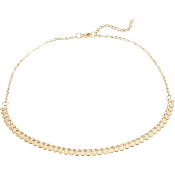 1Pcs Flat Round Pendant Necklaces 304 Stainless Steel with Lobster Claw Clasps for Men Women Jewelry Gift Golden 15.67 inch 304 Stainless Steel