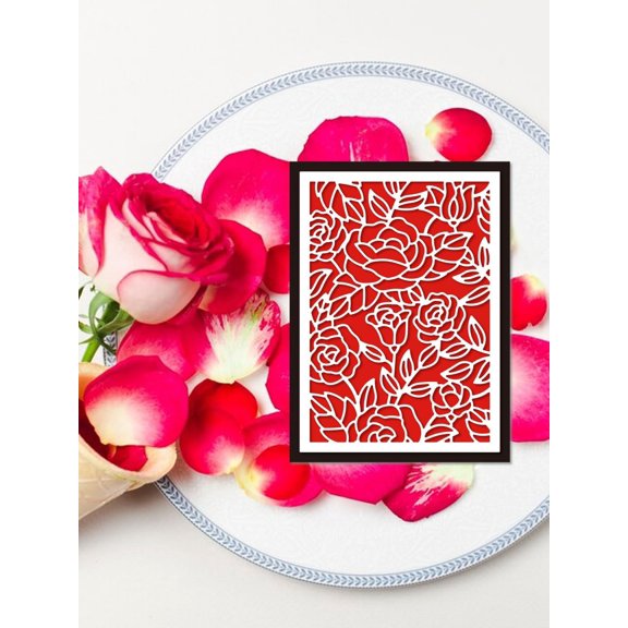 1Pcs Floral Theme Carbon Steel Embossing Template Flower Metal Die Cuts Decorative Embossing Folders for Gift Photo Album Card Making Scrapbooking Postcard Decor 102x142x0.8mm