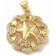 thumbnail image 1 of 1Pcs Flower Pendants with Star Rack Plating Brass Micro Pave Cubic Zirconia Pendants Real 18K Gold Plated DIY, 1 of 4