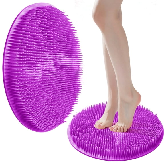 1Pcs Foot Back Cleaning Pad, 2026 Upgrade Shower Foot Scrubber Mat with Non-Slip Suction Cups, Back Washer Exfoliating Bath Wash Pad for Men and Women, Non Slip Bathtub and Shower Mat, Purple