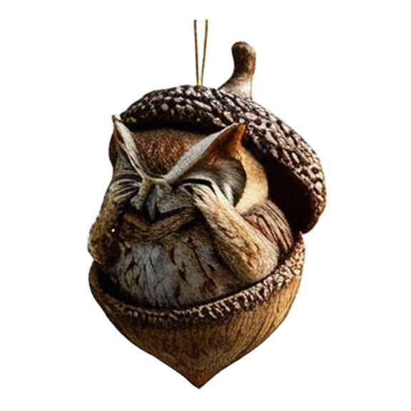 1Pcs Forest Animal Acorn Ornaments, 2D Flat Acrylic Christmas Tree Hanging Decorations, Rustic Nature-Themed Woodland Pendant for Xmas Tree Home Party Decor