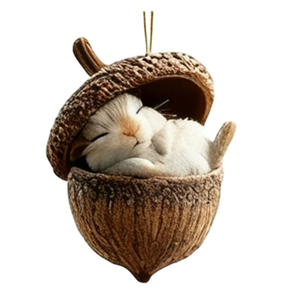 1Pcs Forest Animal Acorn Ornaments, 2D Flat Acrylic Christmas Tree Hanging Decorations, Rustic Nature-Themed Woodland Pendant for Xmas Tree Home Party Decor