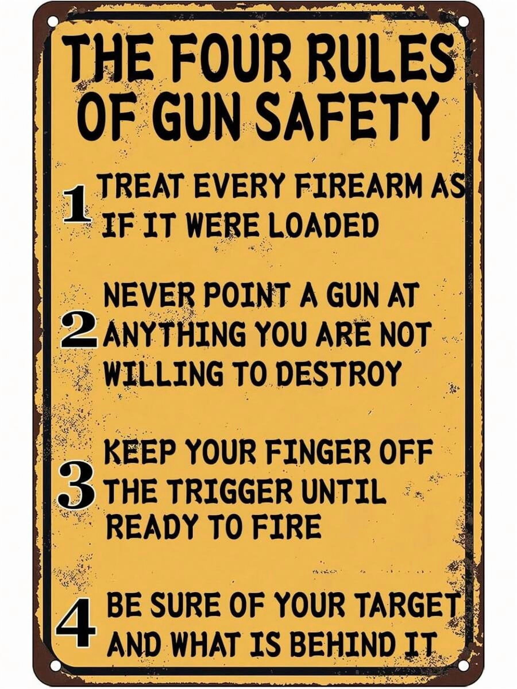 1Pcs The Four Rules Of Gun Safety Vintage Funny Metal Signs 8x12 Inch ...