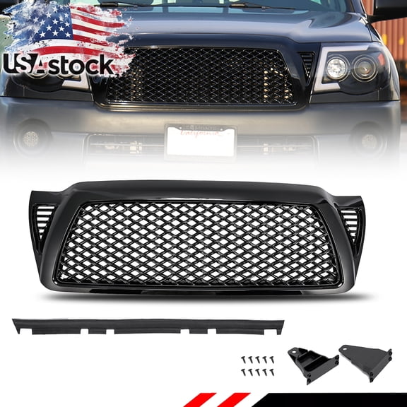 1Pcs Front Bumper Gloss Black Dragon Style Mesh Insert Grill Hood ABS Plastic For 2005 2006 2007 2008 2009 2010 2011 Toyota Tacoma