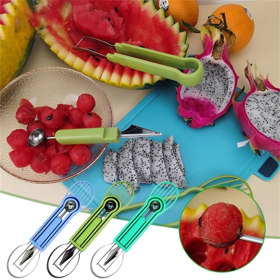 1Pcs Fruit Baller Set, Kadlawus 3-in-1 Fruit Digging Tool, Stainless Steel Melon Baller and Carving Knife, Creates Beautiful Fruit Platters, Easy to Clean, Perfect for Kitchen and Party