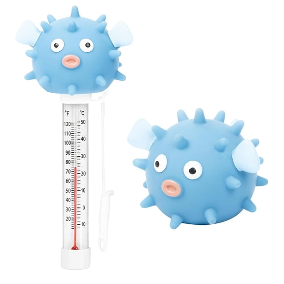 1Pcs Fun Puffer Design Floating Pool Thermometer, Large Size Easy View Thermometer with Lanyard for Outdoor & Indoor Pools, Spas & Hot Tubs