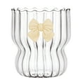 thumbnail image 1 of 1Pcs Glass Cups,Beverage Glass Cup,Cute Bow Single Layer Reusable Coffee Cup,Vertical stripe Coffee Mug  For Milk Tea Espresso Cappuccino Mocha, 1 of 4