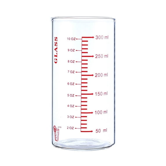 1Pc Glass Measuring Cup with Scale,Reusable Glass Measuring Cup,Liquid Glass Cup,Small Round Glass Cups for Home Kitchen or Restaurant,Easy to Read,BPA Free,300 ML(Red)