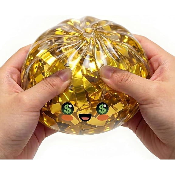 1Pcs Glitter Dumpling Squishy Box ,Golden Ticket Edition Dumpling Squishy,4Inch $ Dollar Dumpling,Gold Want Money Squishy Box for Adult  (Random-1pcs)