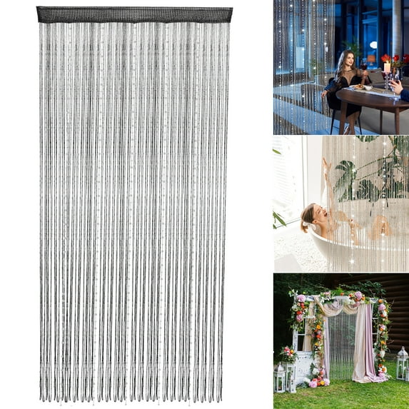 1Pcs Glitter String Curtains Fringe Curtains For Window,Door String Curtain Divider Strip Tassel For Wedding Living Room Bathroom Coffee Shop Restaurant