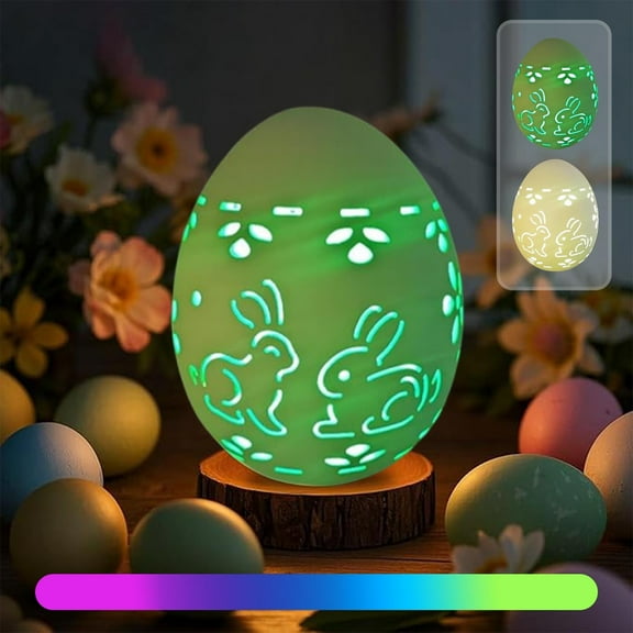 1Pcs Glowing Easter Egg under $5! Kadlawus Easter Hollow Glowing Easter Desktop Decoration, Ceramic Crafts Ornaments with Light, Egg Shaped Night Light for Home