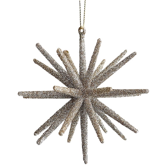 1Pcs Gold Star Shaped Christmas Hanging Ornament, Star Pendant for Xmas Tree Winter Holiday Home Decor, Starburst Plastic Decoration, 5X5In