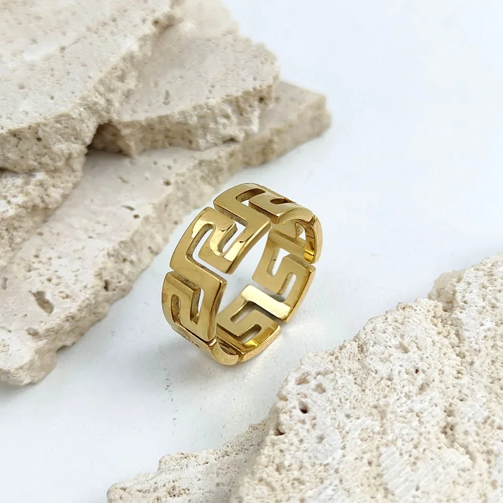 1Pcs Golden Color Hollow Infinity Rings for Women 14K Yellow Gold ...