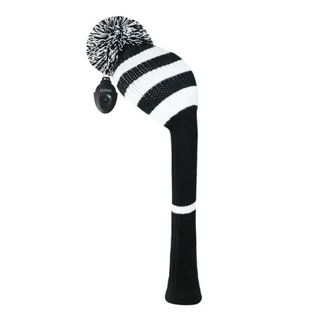 1Pcs Golf Club Cover, Knitted Golf Head Cover for 460cc Driver Fairway Woods and Hybrid with Cute Pom Pom and Number Tag