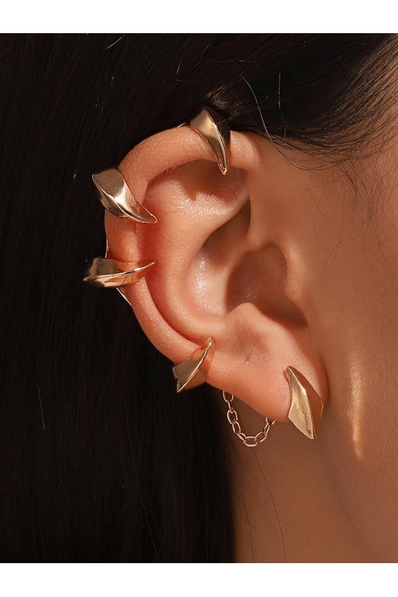 1Pcs Gothic Devil Claw Punk Dark Alloy Geometric Cuff Earrings Golden Vintage Devil Dragon Claw Ear Cuff Geometric Earrings for Women Elegant Gifts DIY Jewelry Golden DIY